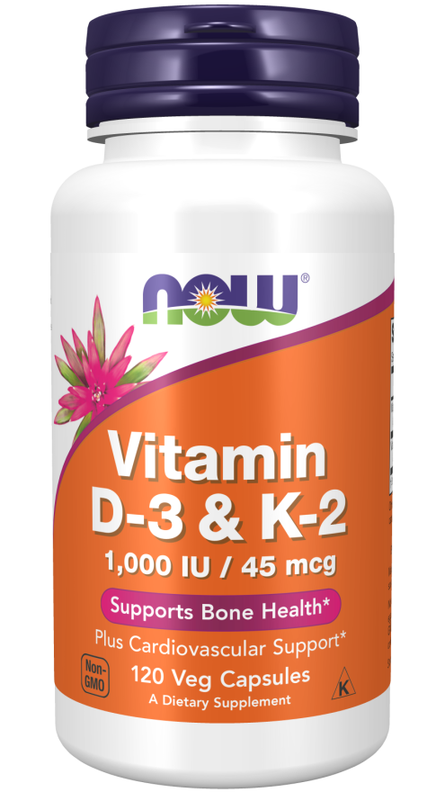 NOW, Vitamin D-3 & K-2 120 Veg Capsules
