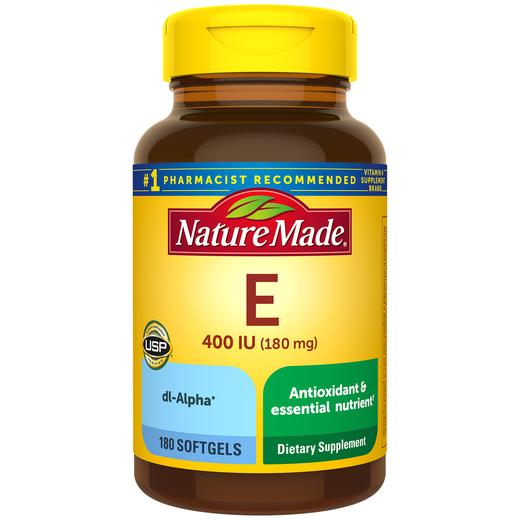 Nature Made, Vitamina E, 400 IU, 180 mg, 180 Cápsulas blandas