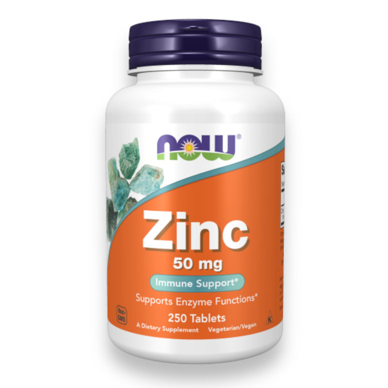 NOW, Zinc, 50 mg, 250 tabletas