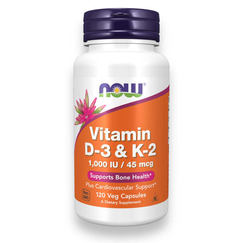 NOW, Vitamin D-3 & K-2 120 Veg Capsules