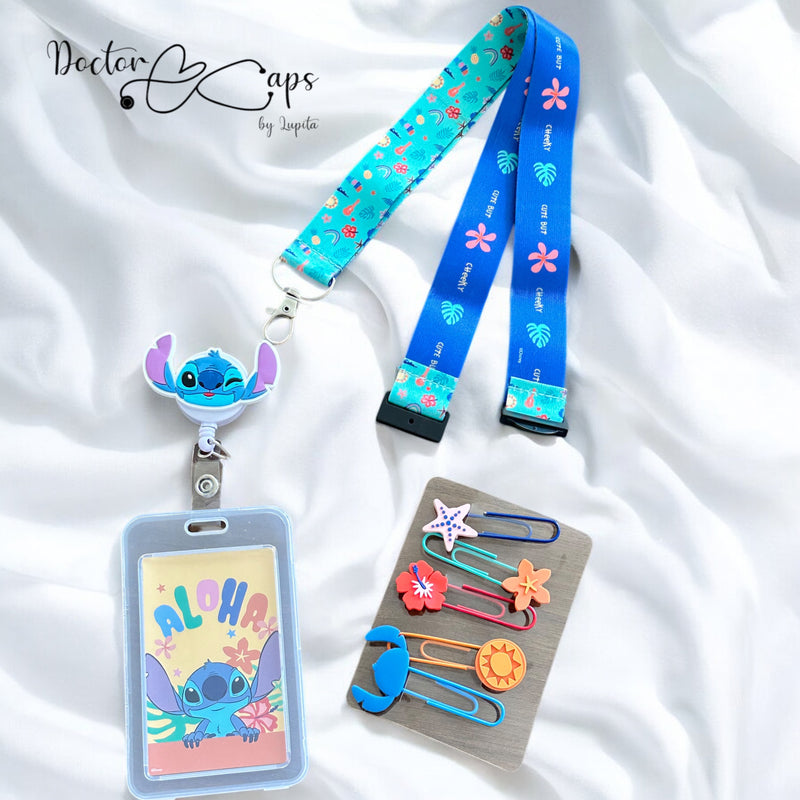 Kit porta gafete Stich 💙🩵