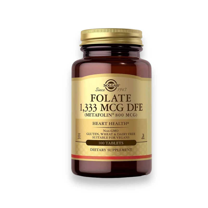 SOLGAR, Folate, 1,333 mcg DFE (800 mcg Ácido Fólico), 100 Tabletas