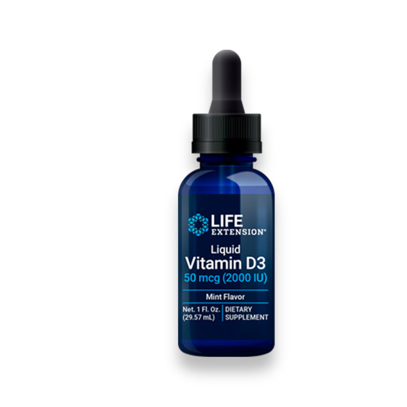 Vitamina D3 líquida, Sabor a menta, 50 mcg (2000 IU) LIFE EXTENSION