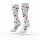 Medias de compresión - blanca con flor rosa